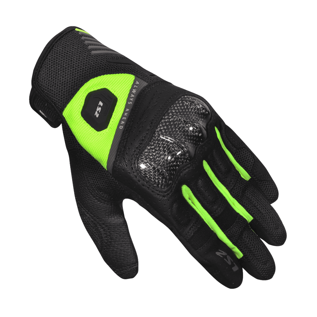 LS2 ATOM MAN GLOVES BLACK H-V YELLOW