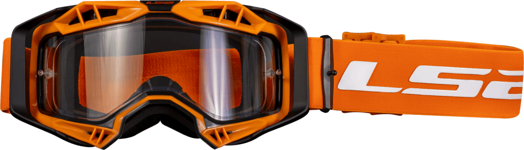 LS2 AURA ENDURO SERIES GOGGLE BLACK H-V ORANGE WITH CLEAR VISOR
