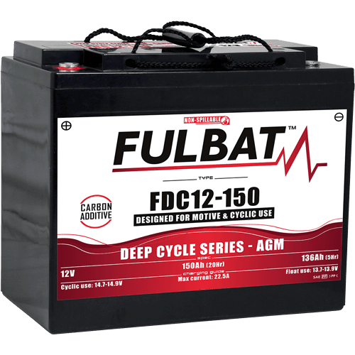 FULBAT Battery 12V/150Ah FDC12-150 Deep Cycle AGM Carbon