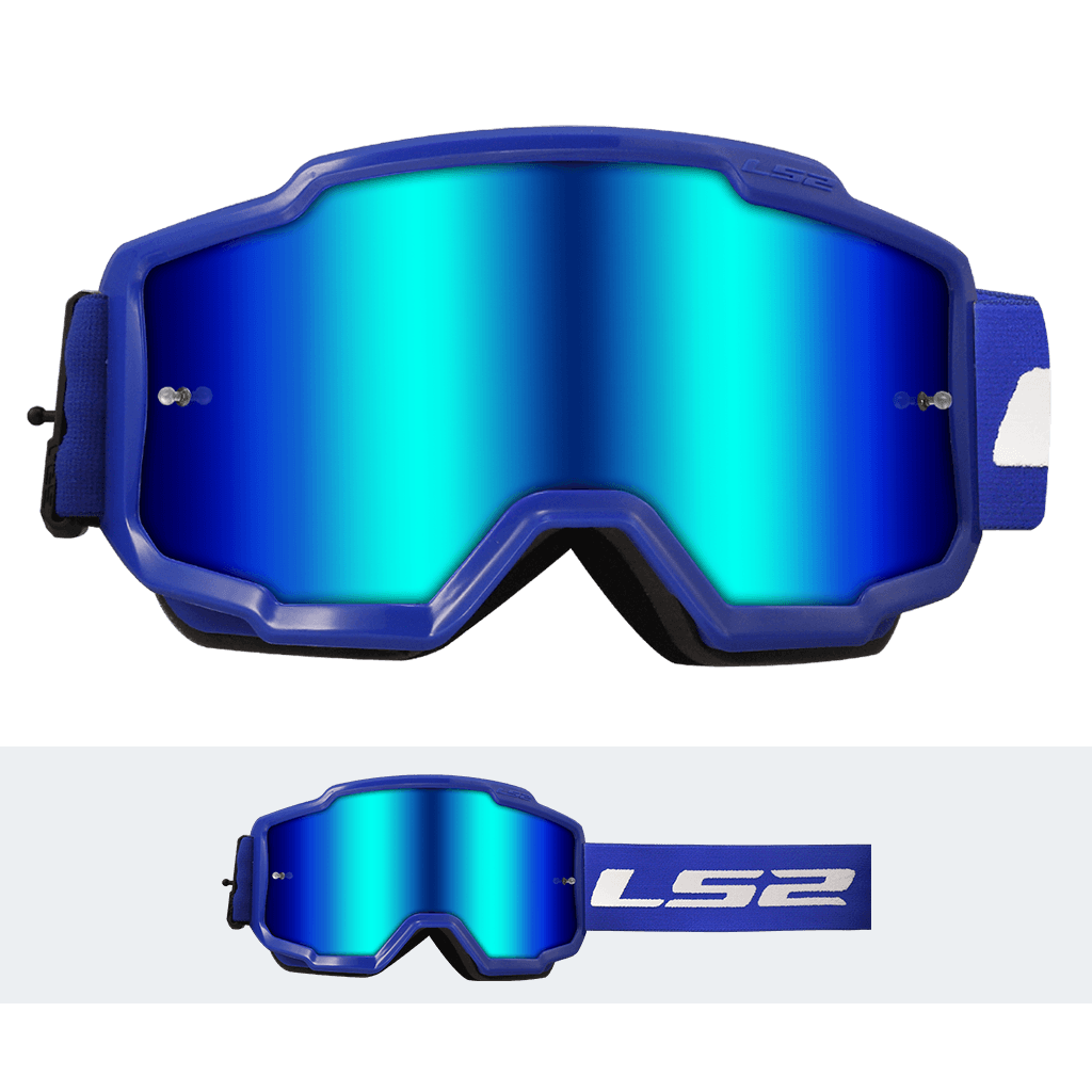 LS2 CHARGER GOGGLE BLUE WITH IRIDIUM VISOR