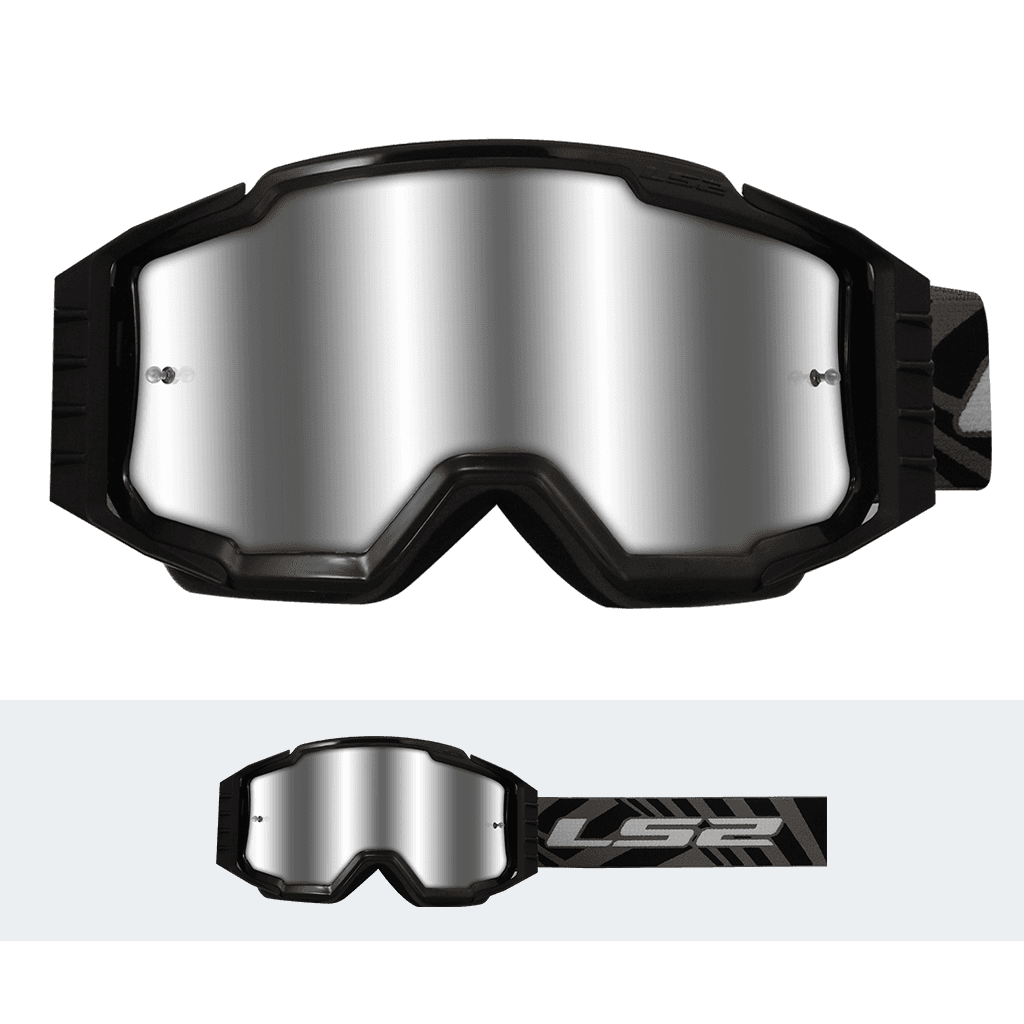 LS2 CHARGER PRO GOGGLE BLACK WITH SILVER VISOR