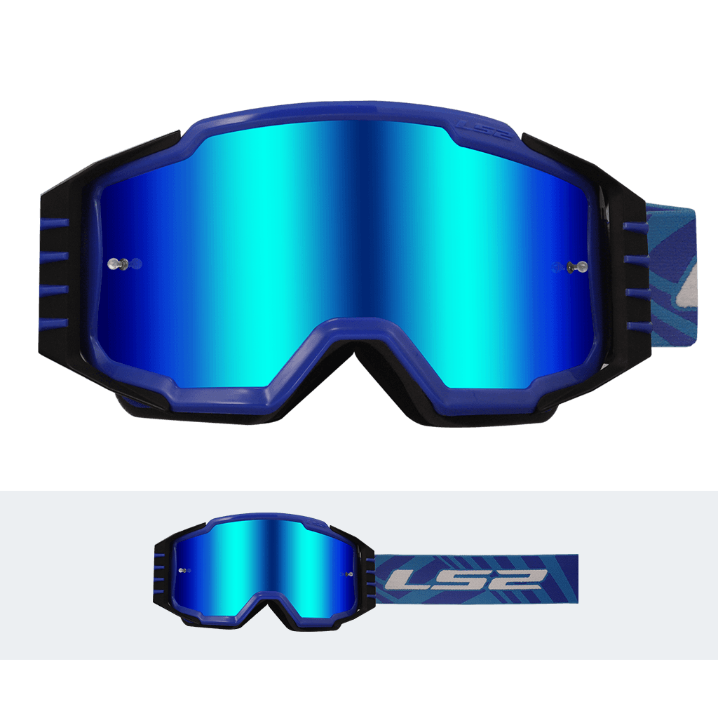 LS2 CHARGER PRO GOGGLE BLUE WITH IRIDIUM VISOR