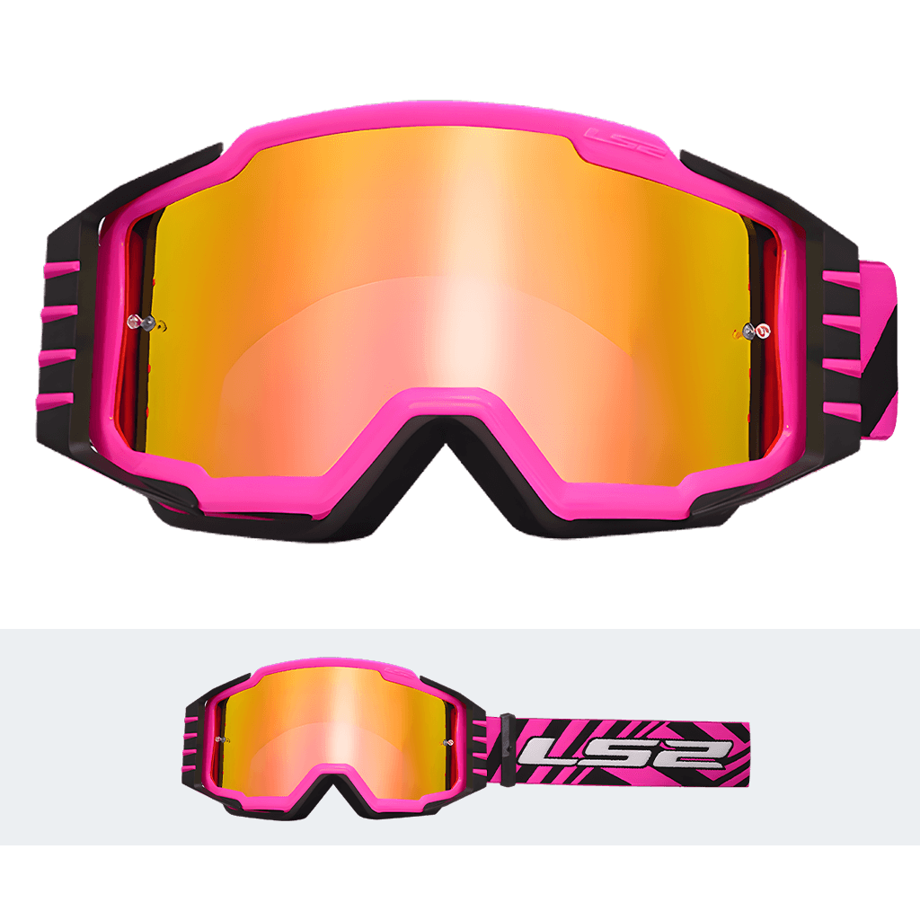 LS2 CHARGER PRO GOGGLE PINK WITH SILVER VISOR
